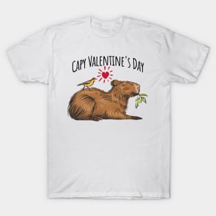 Capy Valentine's Day Adorable Happy Capybara design T-Shirt